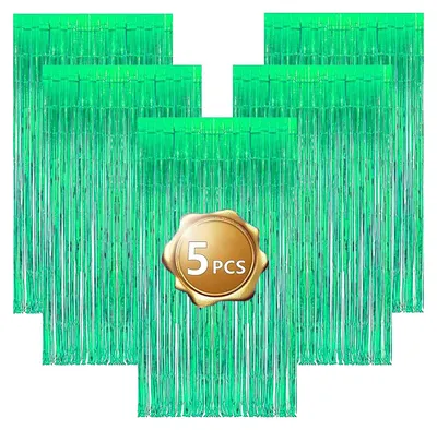 Produktbild von Lametta Vorhang grün Glitter, 5 Stück, Folienfransen, für Dekoration