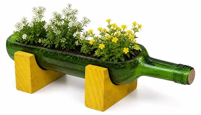 Image de Pot de fleurs écologique en verre recyclé, idéal pour les plantes succulentes
