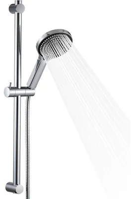 Immagine prodotto di Set per doccia con soffione, lunghezza 90 cm, 6 getti, tubo flessibile da 1,6 metri, finitura cromata