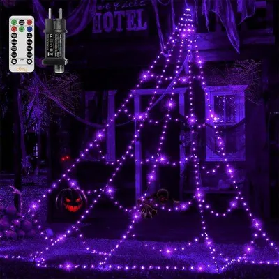 Productafbeelding van Ollny 5 m, 454 leds, Halloween spinnennet, Halloween-lichtketting met timer, 8 modi, dimbaar led-lichtnet, IP67