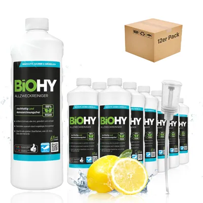 Produktbild von BiOHY Grundreiniger + Dosierer, Bodengrundreiniger, Intensivreiniger Boden, 12 x 1 l