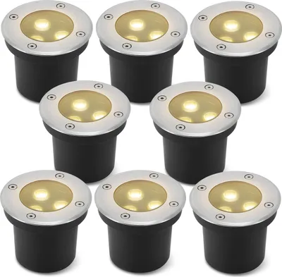Produktbild von Peviasot 8x 3W Bodenleuchte IP65 Außen LED Leuchte Bodeneinbaustrahler Bodenstrahler Bodenlampe Warmweiß