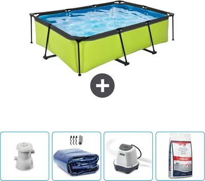 Produktbild von Rechteckiges Solarbecken - 220 x 150 x 65 cm - Inklusive Pumpe Solarabdeckung - Salzwassersystem - Salzwasser - Jetzt günstiger