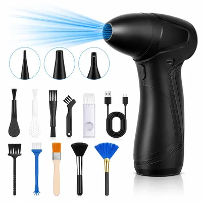 Produktbild von Handstaubsauger Elektrischer Druckluftreiniger 100000 U/min, Akku Staubgebläse 5000mAh mit 3 Düsen & 10 Bürsten für PC, Tastatur & Auto