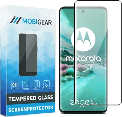 Produktbild von Mobigear Premium  Motorola Edge 40 Neo Panzerglas Gehärtetes Glas Displayschutz - Hüllenfreundlich - Schwarz