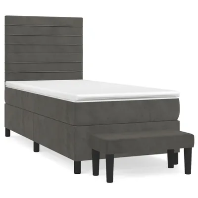 Obrázek produktu pro vidaXL Postel Boxspring s matrací Dark Grey 80x200 cm Velvet