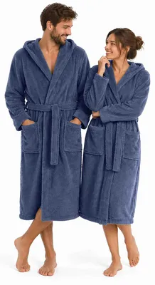 Immagine prodotto di Accappatoio in morbido pile con cappuccio – Accappatoio unisex in microfibra taglia M