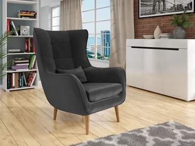 Obrázek produktu pro Designové křeslo ušák LEVI - tmavé šedé