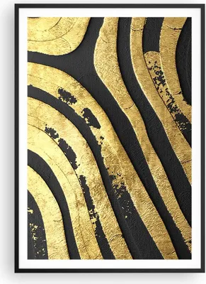 Produktbild von Gerahmtes Poster - Schwarzer Rahmen - Abstraktion dreidimensional Gold - 70x100 cm - Wand Bild - Wanddeko - Wandbilder - Kunstposter - Wandposter - Bilderrahmen - Bilder - P2BPA70x100-4461