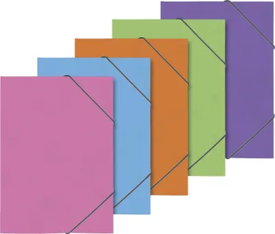 Produktbild von Ringbuch Fact! plus A4 Pressspankarton 15mm 2 Ringe sortiert Gummizug Packung mit 10 Stück
