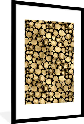Produktbild von MuchoWow® Gerahmtes Poster Muster - Pantherdruck - Gold 60x90 cm - Poster mit Schwarzem Bilderrahmen Wandposter Rahmen Foto Bilder - Dekoration - Wandposter Wohnzimmer - Hochwertig
