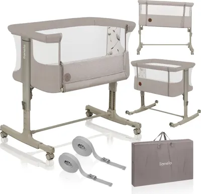 Zdjęcie produktu dla Lionelo Aurora 3w1 - łóżeczko, kołyska, łóżeczko wolnostojące - z materacem, z gondolą, płynna regulacja wysokości - do 9 kg - beżowa