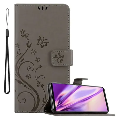 Obrázek produktu pro Cadorabo Pouzdro pro Sony Xperia 5 III Ochranný kryt v šedé barvě Pouzdro na mobil Flowers Flower
