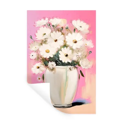 Produktbild von MuchoWow® Wandtattoo Wandsticker Wandaufkleber Blumen - Vase - Pflanzen - Weiß 80x120 cm Selbstklebend und Repositionierbar - Repositionierbar - Wasser abweisend
