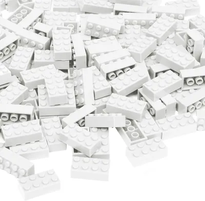 Produktbild von Bauklötze Set 100 Stück 2x4, Weiß, kompatibel mit großen Marken, für Kinder