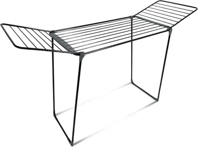 Produktbild von CasaSi® Poseidon Wäscheständer – Flügelwäscheständer – hoch & platzsparend – Wäscheständer Schwarz aus legiertem Stahl für Kleidung, Bettwäsche