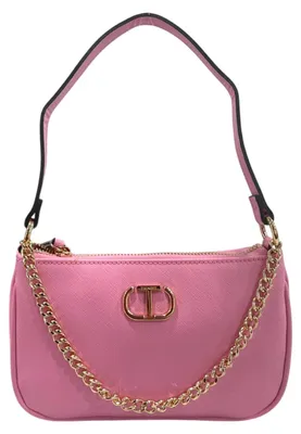 Produktbild von Handtasche für Damen, Prism Pink, aus veganem Kunstleder, mit verstellbarem Schultergurt, Farbe: Gold