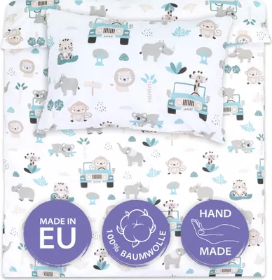 Produktbild von Baby Bettwäsche Set 100 x 135 cm - Kinderbettwäsche Babybettwäsche mit Kissenbezug 60x40 aus Baumwolle Afrika