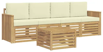 Obrázek produktu pro Sada venkovních křesel/pohovek, 5 kusů, barva bílá a krémová, materiál: polyester