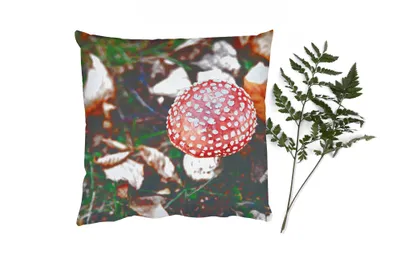 Produktbild von MuchoWow® Zierkissen Sofakissen Wohnzimmer Dekokissen 45x45 cm Herbst - Pilz - Blätter - Natur - Schlafpolster - Polster für das Sofa