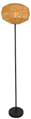 Immagine prodotto di Lampada da terra EGLO Sheldon, lampada bohémien per soggiorno, lampada da terra in metallo nero con paralume in carta intrecciata, attacco E27, 153,5 cm