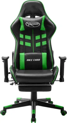 Produktbild von vidaXL Gaming-Stuhl mit Fußstütze Schwarz und Grün Kunstleder
