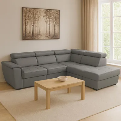 Produktbild von Couch Sandy mit Ottomane rechts Grau