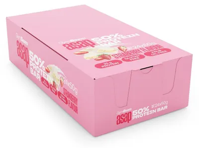 Produktbild von GymBeam - ASAP 50% Proteinriegel, 24 x 50 g, Erdbeere