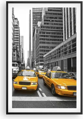 Produktbild von Gerahmtes Poster - Schwarzer Rahmen - Taxi Stadt Straße Transport - 61x91,5 cm - Wand Bild - Wanddeko - Wandbilder - Wandposter - Bilderrahmen - Bilder - Kunstdruck - Wandbild - P2BPA61x91-2695
