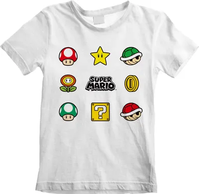 Produktbild von Nintendo Super Mario - Items - White T-Shirt - Größe 116