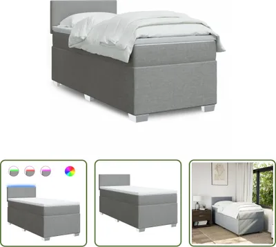 Produktbild von The Living Store Boxspringbett mit Matratze Hellgrau 90x200 cm Stoff