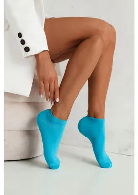 Imagen del producto de Calcetines de mujer Milena, color turquesa liso, de algodón, para mayor comodidad, tallas 37-41