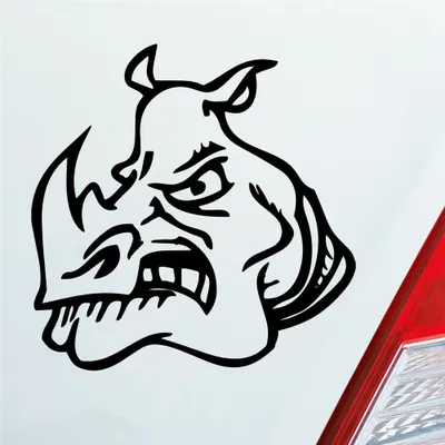 Produktbild von Auto Aufkleber Böses Nashorn angry Rhino Devil Car 10x10 cm Schwarz Glanz Sticker Heckscheibenaufkleber