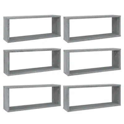 Obrázek produktu pro vidaXL Cube Shelves 6 ks. Grey Sonoma 60x15x23 cm výrobek ze dřeva