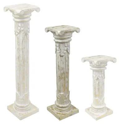 Produktbild von Säule Antike Blumensäule Dekosäule Ständer Sockel Podest Blumenständer Holz in vielen verschiedenen Designs , Säulen Variante Antik:Goldwash 80 cm