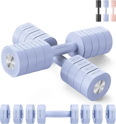 Produktbild von Halters - Halterset - Fitnessgewichtenset - Kurzhantel - Kurze Halters - Set von 2 - Verstellbar - 4-in-1 - für Damen - 1-4 kg Gewichte Verstellbar - für Krafttraining - Fitness - Home Gym - Geschenk - Blau