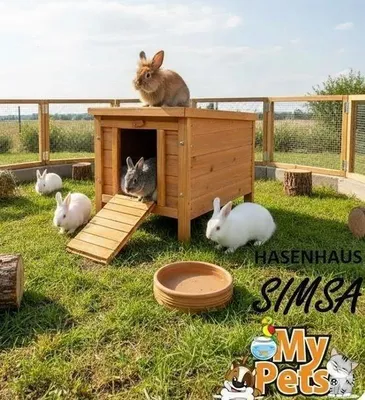 Produktbild von Hasenhaus SIMSA Kaninchenhaus Katzenhaus Kleintierstall Hasenstall Haus Hase