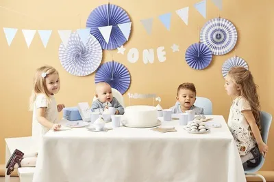 Zdjęcie produktu dla Girlanda Birthday - Błękitne Flagietki, 1,3m