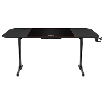 Produktbild von Huzaro Hero 4.7 | Schreibtisch Gaming Tisch Computertisch Grosse XXL Carbon Tischplatte | Kabelorganisator | Inklusive Mauspad | 160 x 75 cm | Schwarz