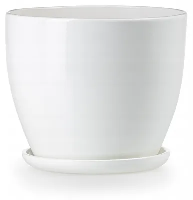 Zdjęcie produktu dla Doniczka Ceramiczna Biała Połysk Średnica 18 Cm Wysokość 14,5 Cm