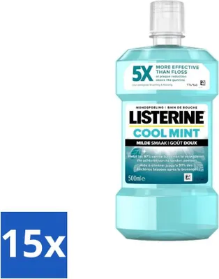 Immagine prodotto di Collutorio Listerine - Menta fresca - Gusto delicato - 500 ml - Confezione risparmio - 15 pezzi