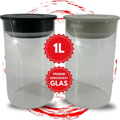 Immagine prodotto di Set di barattoli 2x 1l in vetro borosilicato sottovuoto 1000ml ermetici