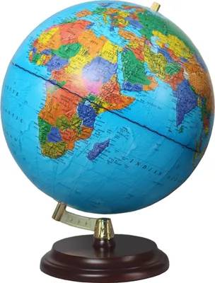 Produktbild von Magellan Vasa Globus 32cm moderne Halterung ohne Meridian mit Holzfuß Farbe: politisches Kartenbild, Größe: 32 cm