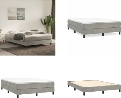Produktbild von vidaXL Boxspringbett Hellgrau 140x200 cm Samt - Boxspringbett - Boxspringbetten - Bett - Schlafzimmermöbel
