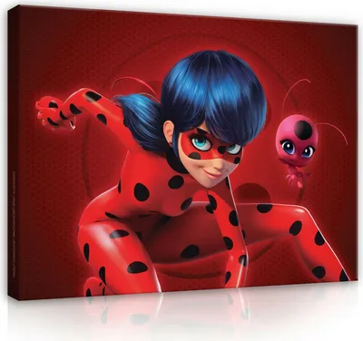 Produktbild von Leinwandbild Kinderzimmer Miraculous 100x70 cm Mädchen  XL Schlafzimmer Wohnzimmer Canvas Bilder Wandbilder Kunstdruck Wand Bild auf Leinwand Aufhängefertig