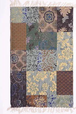 Produktbild von Handgefertigter Kelim-Teppich aus BLAUER FLOREA-Baumwolle