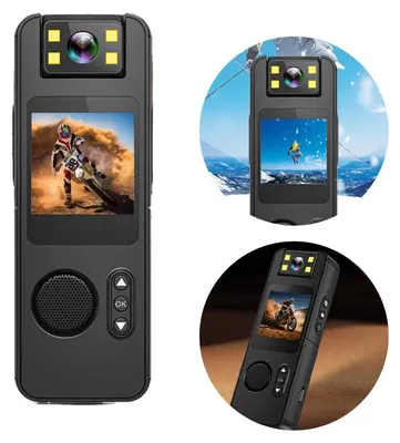 Produktbild von Body Cam 1080P mit Audio und Video,Körperkamera mit LED-Aufhelllicht,180° Drehbarem Objektiv,Rückenclip,WiFi-Verbindung,Nachtsicht-Bewegungserkennung