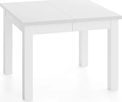 Produktbild von Quadratischer Esstisch Ausziehbar 100 bis 200 cm – Verlängerbar, für 4-12 Personen mit Weißen Holzbeinen – Tisch für Wohnzimmer & Esszimmer in Weiß