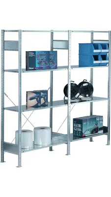 Produktbild von Gebr. Schulte Steckregal Grund verzinkt 2000x1000x300mm 2Rahmen / 4 Böden Feldlast 1200kg - 12730-4