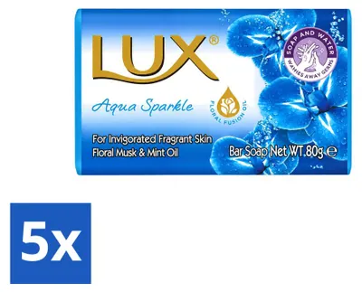 Produktbild von 5 x Lux Seife Aqua Sparkle - Hydratisierend - 80 g - Vorteilspackung - 5 Stücke